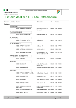 Relación de IES e IESO de Extremadura