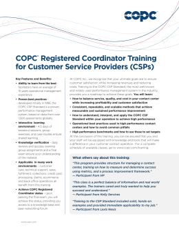 COPC® Registered Coordinator Training for Customer Service