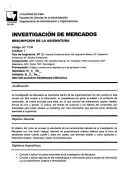 INVESTIGACiÓN DE MERCADOS - Facultad de Ciencias de la