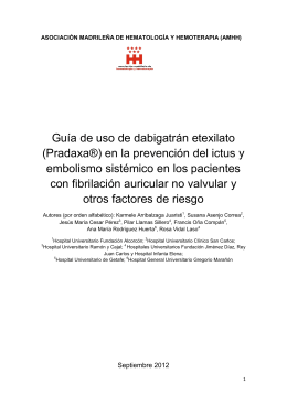 Dabigatran - Asociación Madrileña de Hematología y Hemoterapia