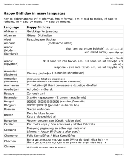 Translations of Happy Birthday in many languages