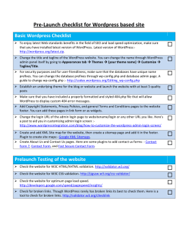 Pre-Launch checklist for Wordpress based site Basic Wordpress