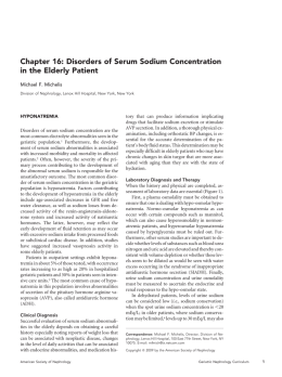 Chapter 16: Disorders of Serum Sodium Concentration in the Elderly