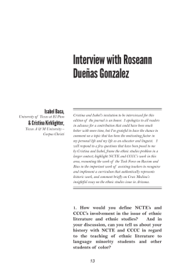 Interview with Roseann Dueñas Gonzalez