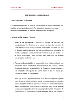 CONTENIDO DE LA SESION № 05 PROCEDIMIENTO REGISTRAL