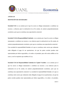 A4.0-1 ANEXO 4.0 DEFINICIÓN DE SOCIEDADES Sociedad Civil