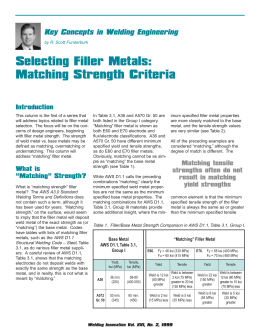 Selecting Filler Metals: Matching Strength Criteria