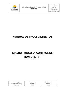 manual de procedimientos macro proceso: control de inventario