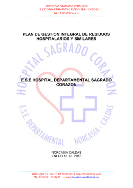 PLAN DE GESTION INTEGRAL DE RESIDUOS HOSPITALARIOS Y