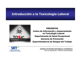 Introducción a la Toxicología Laboral
