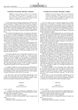Ordre de 30 de desembre de 2009 , de la Conselleria d`Economia
