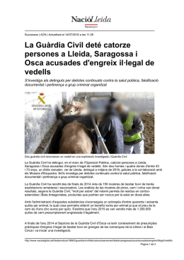 La Guàrdia Civil deté catorze persones a Lleida, Saragossa i Osca