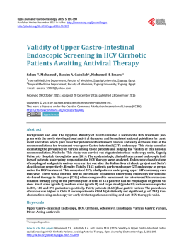 Validity of Upper Gastro-Intestinal Endoscopic Screening in HCV