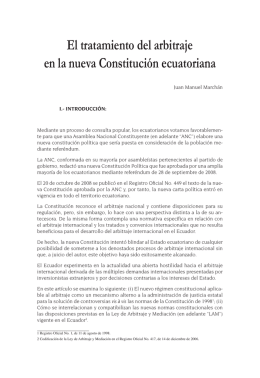 El tratamiento del arbitraje en la nueva Constitución ecuatoriana