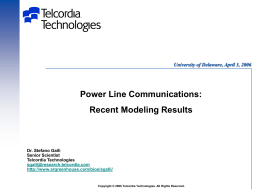 Power Line Communications: Recent Modeling Results