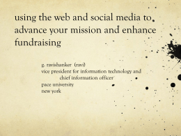 using the web and social media to advance your mission and