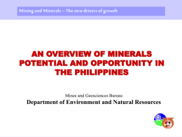 Overview of the Philippine Minerals Potential
