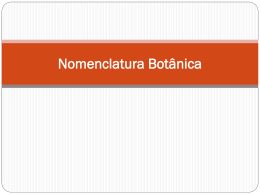 Nomenclatura Botânica Nomenclatura Botânica