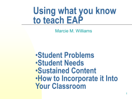 Using What You Know to Teach EAP