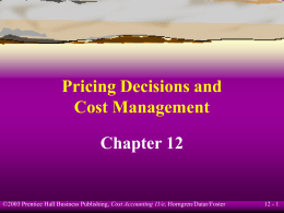Pricing Decisions and Cost Management
