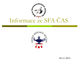 Informace ze SFA ČAS - sekce farmaceutických asistentů