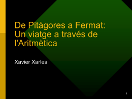 De Pitàgores a Fermat: Un viatge a través de l`Aritmètica