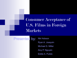 Consumer Acceptance of U.S. Films in Foreign Markets