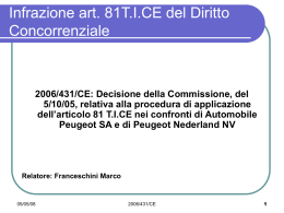 Infrazione art. 81T.I.CE del Diritto Concorrenziale