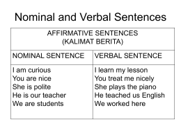 Nominal and Verbal Sentences