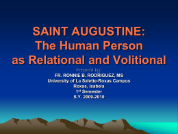 SAINT AUGUSTINE: The Human Person as Relational and