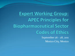 APEC Expert Working Group: Principles for Medical Device Sector