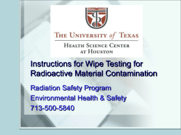Wipe Test Procedures for Radiation Contamination
