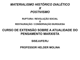 MATERIALISMO HISTÓRICO DIALÉTICO X POSTIVISMO