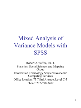 Anovas and Mixed Models with SPSS