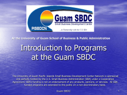 Intro to SBDC 2013 - Pacific Island Small Business Development