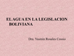 “El agua en la legislación Boliviana”.