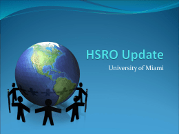 HSRO Update - Human Subject Research Office