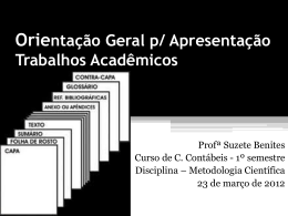 Orientação geral para apresentação para Trabalhos Acadêmicos