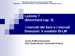 Capitolo 5: il modello IS-LM - Università degli studi di Pavia