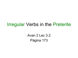 Irregular Verbs in the Preterite