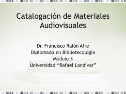 Catalogación de Materiales Audiovisuales