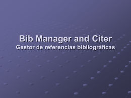 Bib Manager Reference