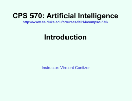CPS 570 (Artificial Intelligence at Duke): Introduction
