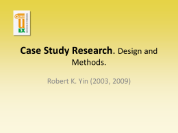 Case Study Research. Design and Methods.