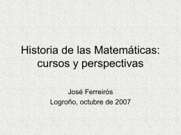 Historia de las Matemáticas: cursos y perspectivas