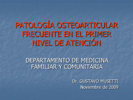PATOLOGIA_OSTEOARTICULAR - Dpto. de Medicina Familiar y