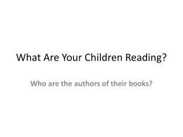 What Are Your Children Reading?