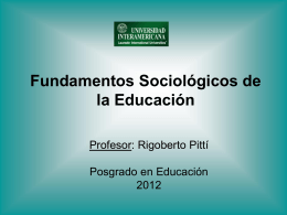 Fundamentos Sociológicos de la Educación