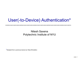 User Authentication - Information Systems and Internet Security