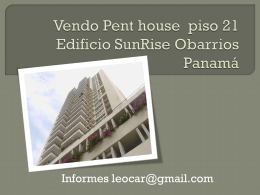 Vendo Pent house piso 21 Edificio SunRise Obarrios Panamá